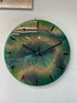 33cm Dark Green and Gold Abstract Modern Resin Wall Clock