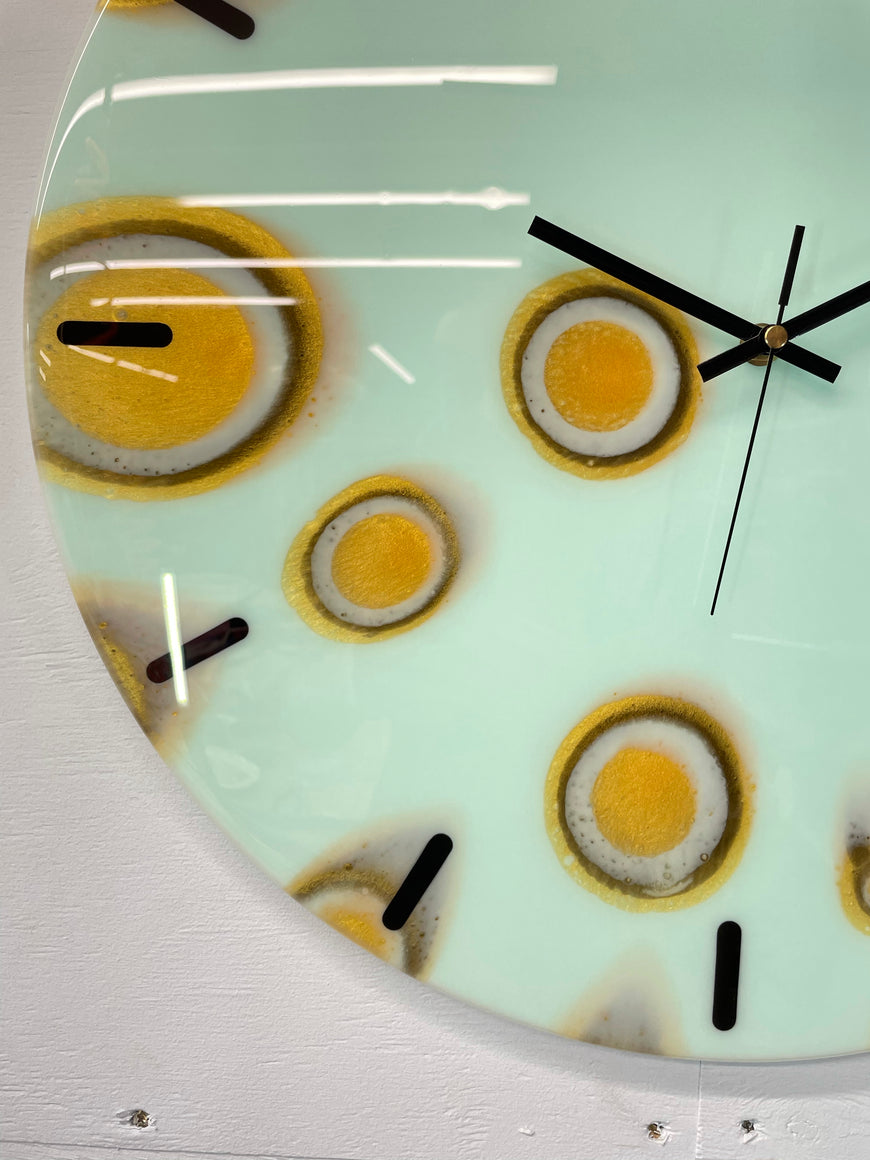 50cm Large Mint Green and Gold Abstract Modern Resin Wall Clock