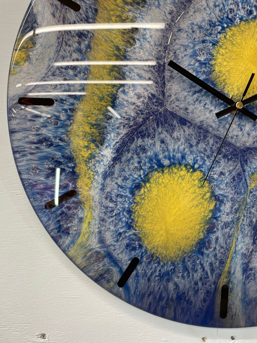 50cm Large Navy Blue and Gold Abstract Modern Resin Wall Clock