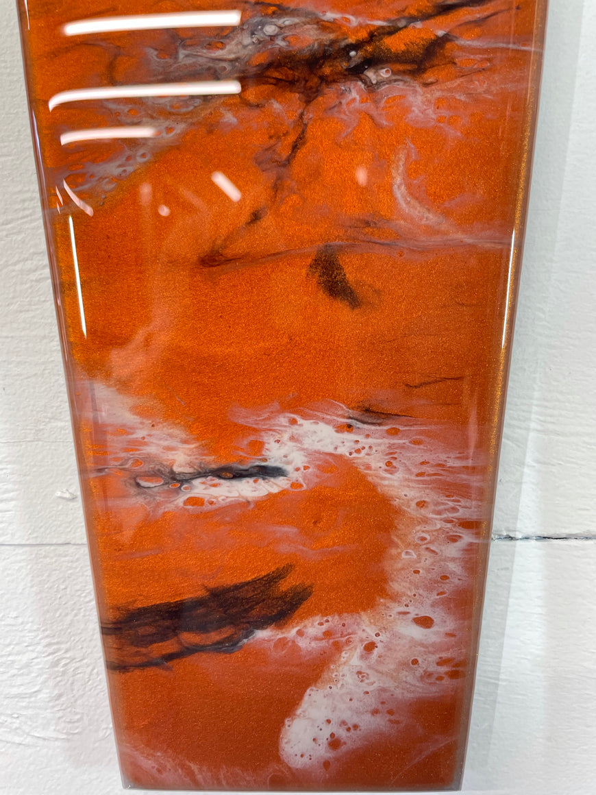 Long Copper Black and Grey Abstract Resin Wall Clock